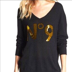 WILDFOX COUTURE White Label No. 9 Chanel Black & Gold Sweater XS